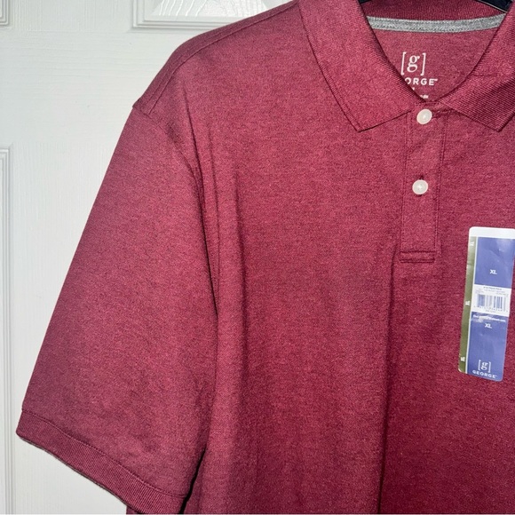 George Men's XL Pique Polo Shirt Heritage Russet Heather NWT Big Vtg 90s Stretch - Picture 9 of 12